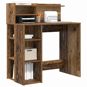 Schreibtisch mit Regal, Altholz, 90 cm