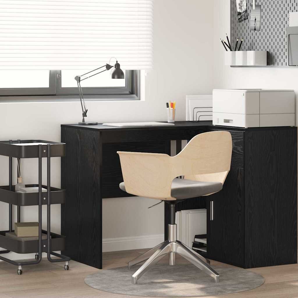 Schreibtisch mit Regal, Schwarz/Eiche, 102 cm