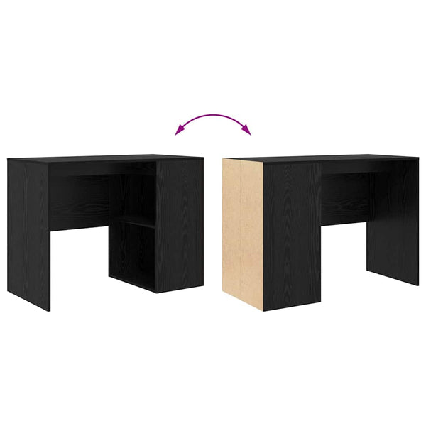 Schreibtisch mit Regal, Schwarz/Eiche, 102 cm