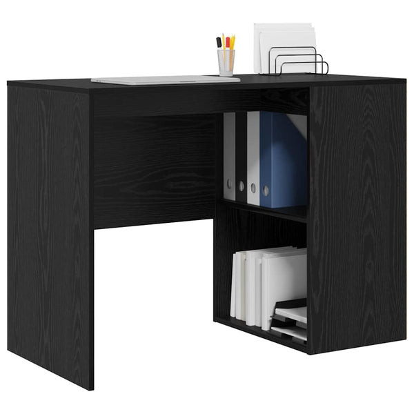 Schreibtisch mit Regal, Schwarz/Eiche, 102 cm