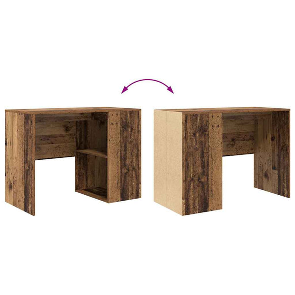 vidaXL Bureau avec étagère en bois de récupération 102 x 50 x 75 cm Bois d'ingénierie