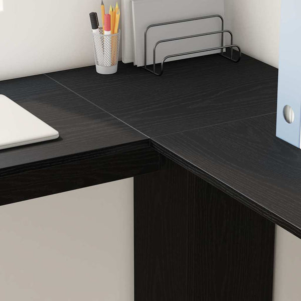 Eckschreibtisch Schwarz Eichenoptik 140 cm