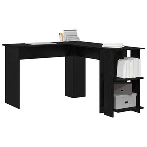 Eckschreibtisch Schwarz Eichenoptik 140 cm