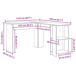 Eckschreibtisch Beton Grau 140 cm