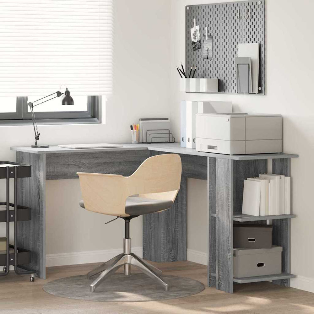 Eckschreibtisch mit Regal Sonoma Grau