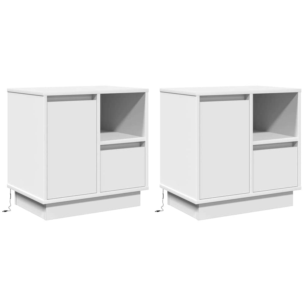 Nachttisch 2er Set Weiß Holz