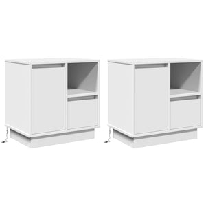 Nachttisch 2er Set Weiß Holz