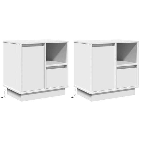 Nachttisch 2er Set Weiß Holz