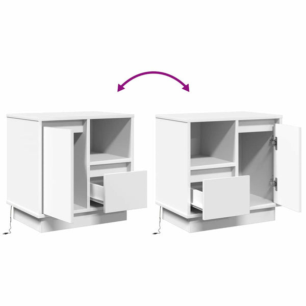 Nachttisch 2er Set Weiß Holz