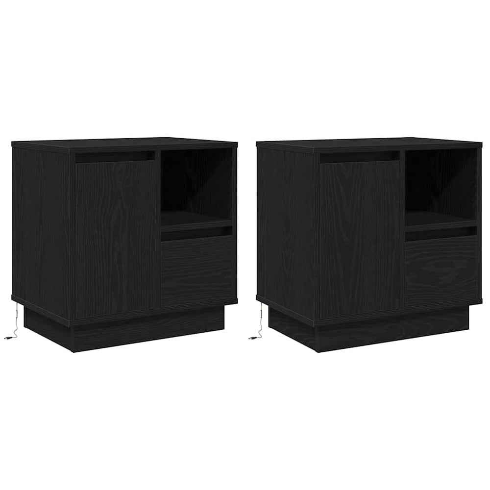 vidaXL Bedside Tables 2 pcs Black Oak Look 50 x 34.5 x 50 cm