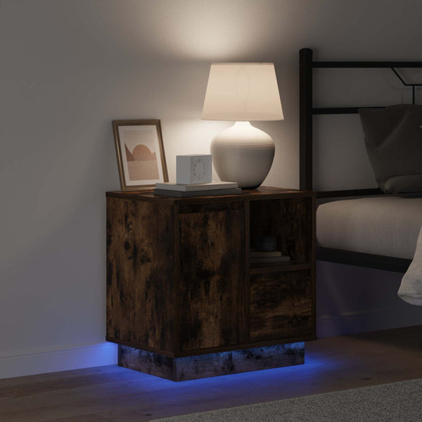 Nachttisch Geräucherte Eiche mit LED