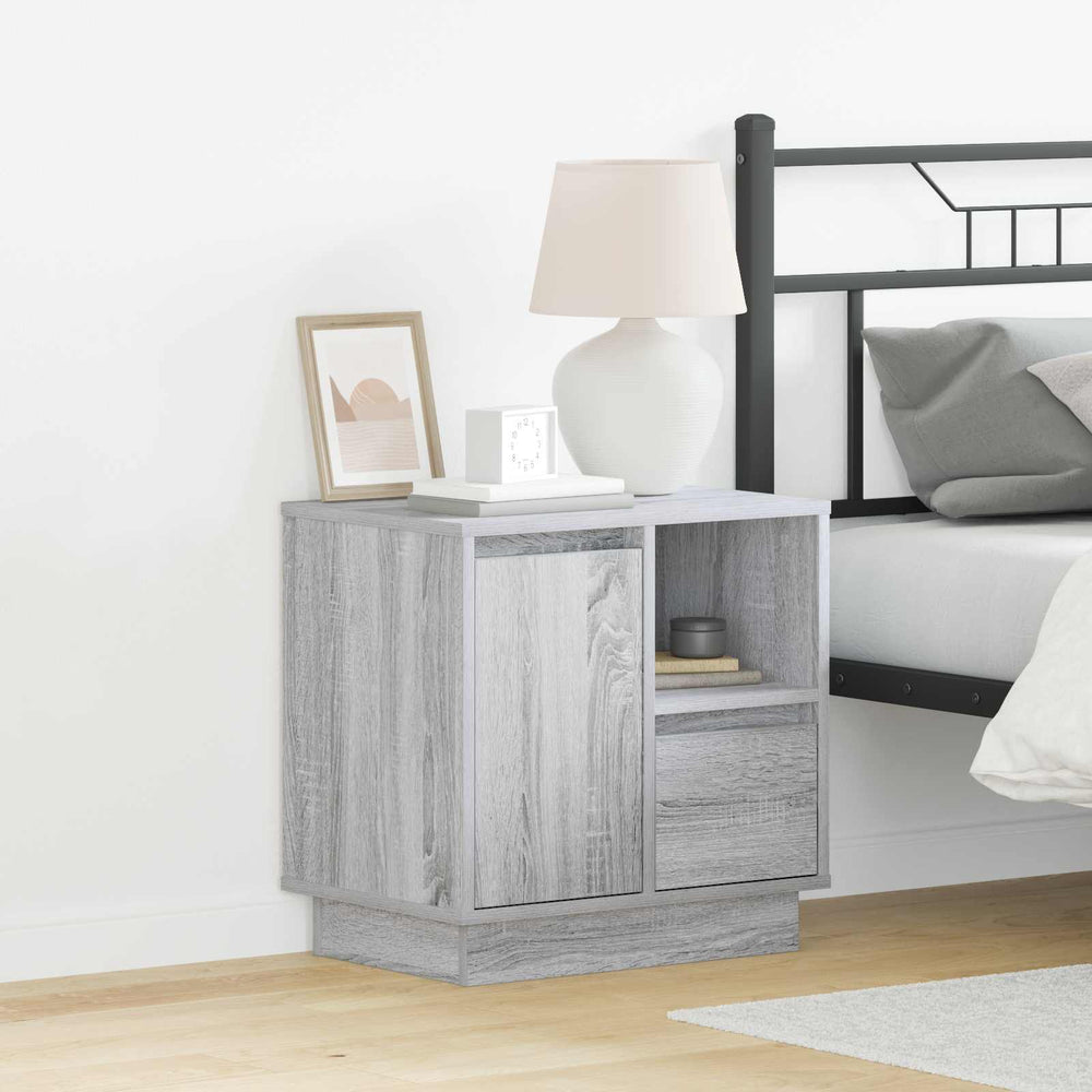 vidaXL Nightstand with Drawers Grey 50 x 34.5 x 50 cm Engineered Wood