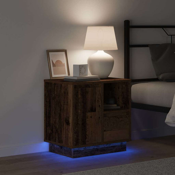 Nachttisch mit LED Altholz
