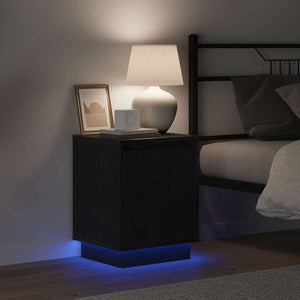 Nachttisch Schwarz Eichenoptik mit LED