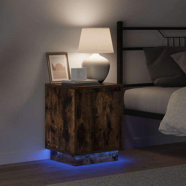 Nachttisch Geräucherte Eiche mit USB-LED
