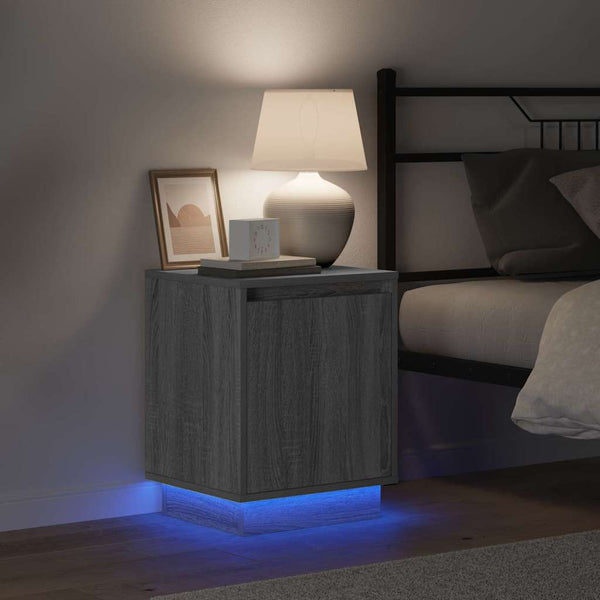 Grauer Nachttisch mit LED-Beleuchtung