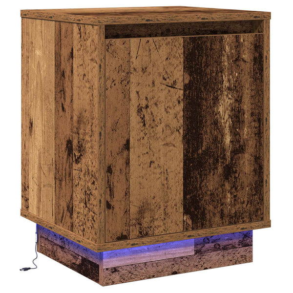 Nachttisch Altholz mit USB-LED