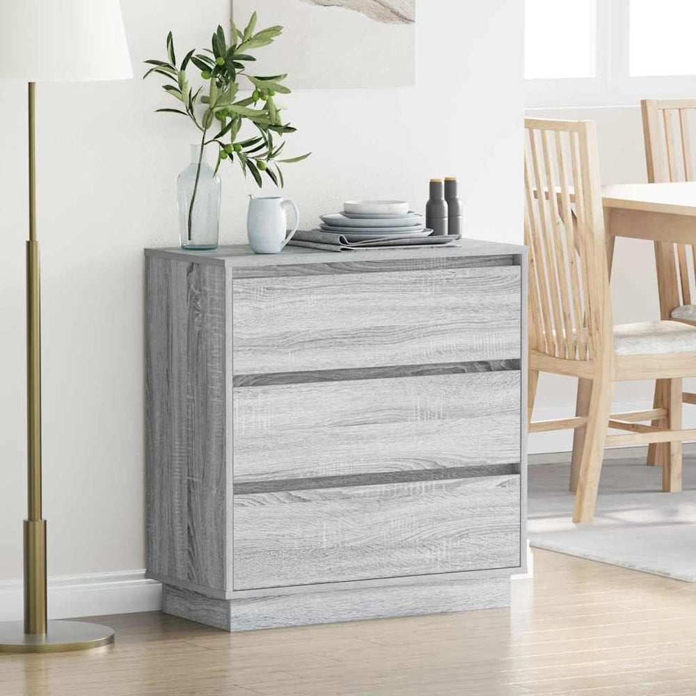 vidaXL Nightstand with Drawers Grey 71 x 34.5 x 75 cm Engineered Wood