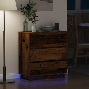 Nachttisch Altholz mit LED-Lichtern