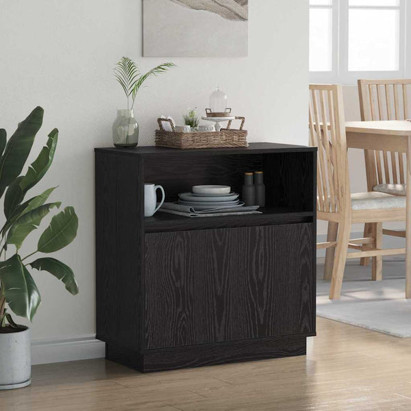 LED Sideboard Schwarz Eiche Optik 71 cm