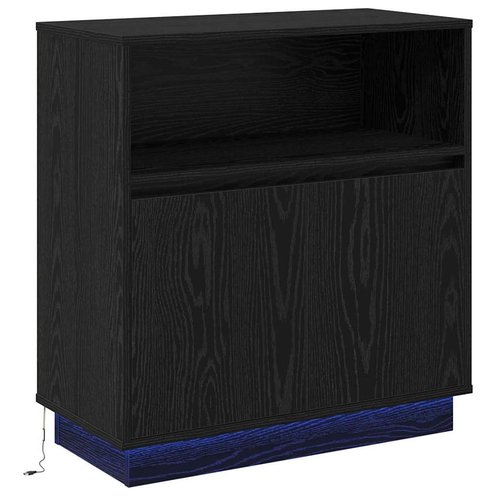 LED Sideboard Schwarz Eiche Optik 71 cm