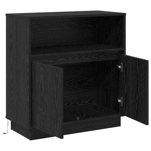 LED Sideboard Schwarz Eiche Optik 71 cm