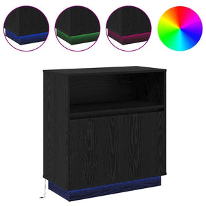 LED Sideboard Schwarz Eiche Optik 71 cm
