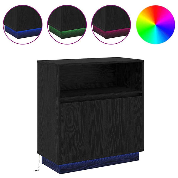 LED Sideboard Schwarz Eiche Optik 71 cm