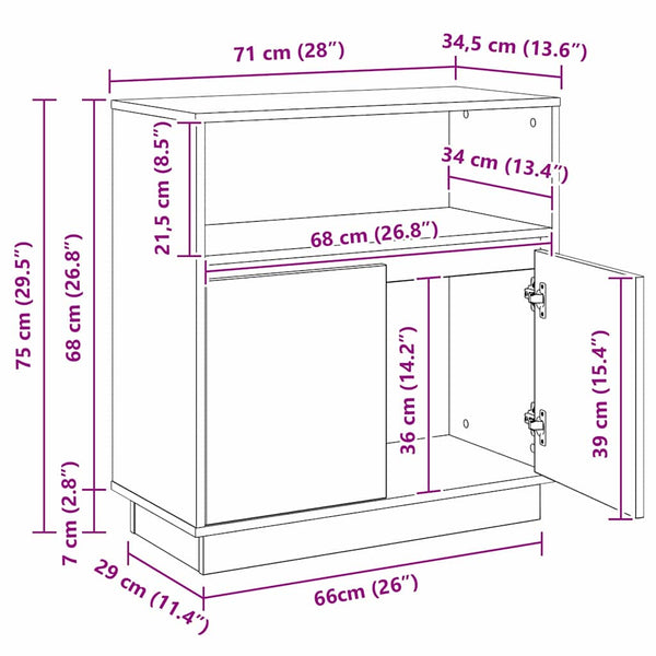 LED Sideboard Betongrau 71x34,5x75cm