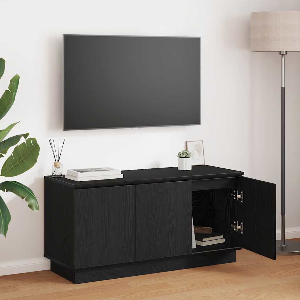 TV-Schrank Schwarz Eichen-Optik 100 cm