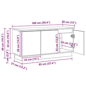 TV-Schrank Schwarz Eichen-Optik 100 cm