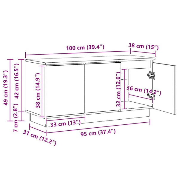 TV-Schrank Artisan Eiche 100cm mit LED