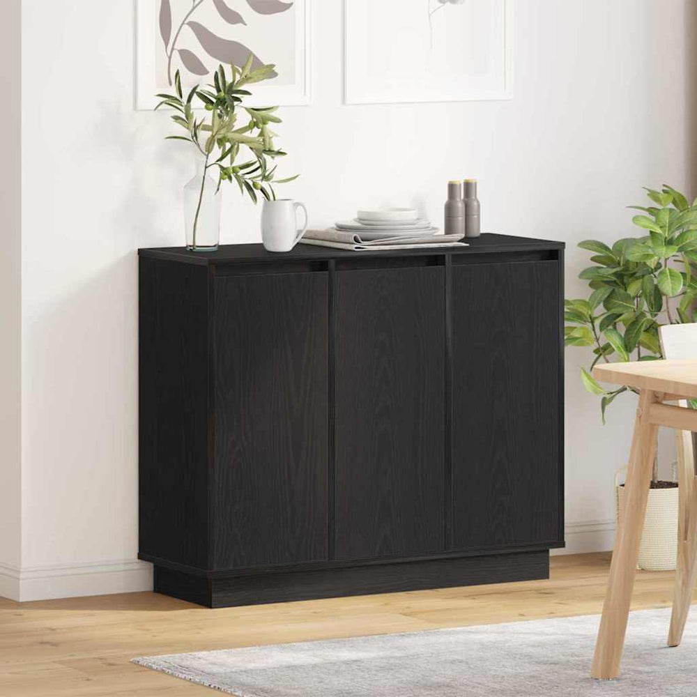 LED Sideboard Schwarz Eichenoptik 90cm