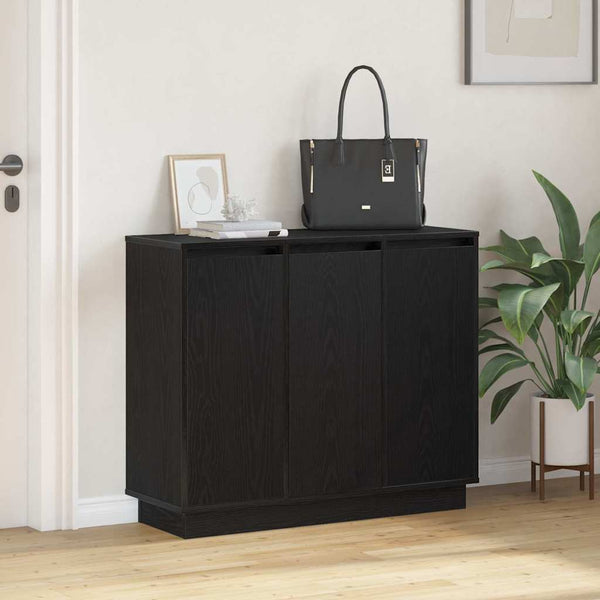 LED Sideboard Schwarz Eichenoptik 90cm