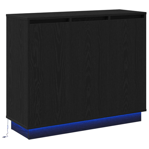 LED Sideboard Schwarz Eichenoptik 90cm