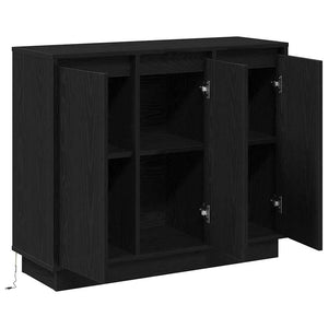 LED Sideboard Schwarz Eichenoptik 90cm