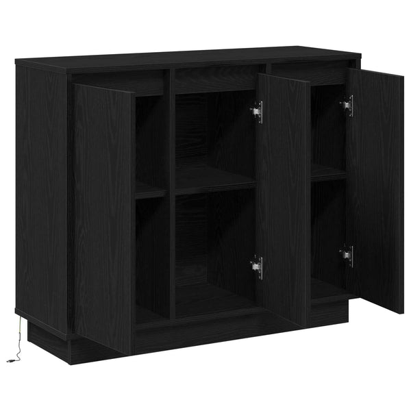 LED Sideboard Schwarz Eichenoptik 90cm