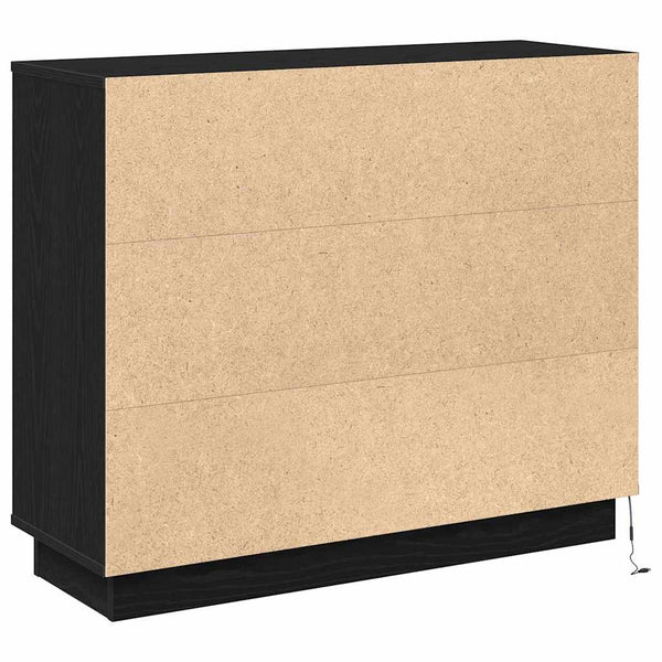 LED Sideboard Schwarz Eichenoptik 90cm