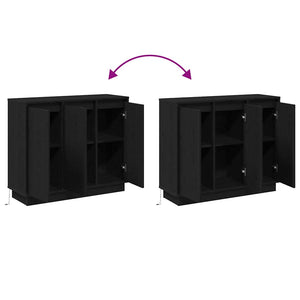 LED Sideboard Schwarz Eichenoptik 90cm