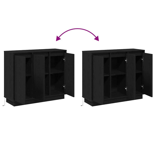 LED Sideboard Schwarz Eichenoptik 90cm