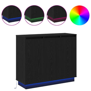 LED Sideboard Schwarz Eichenoptik 90cm
