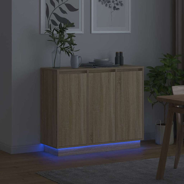 LED Sideboard Sonoma Eiche 90cm