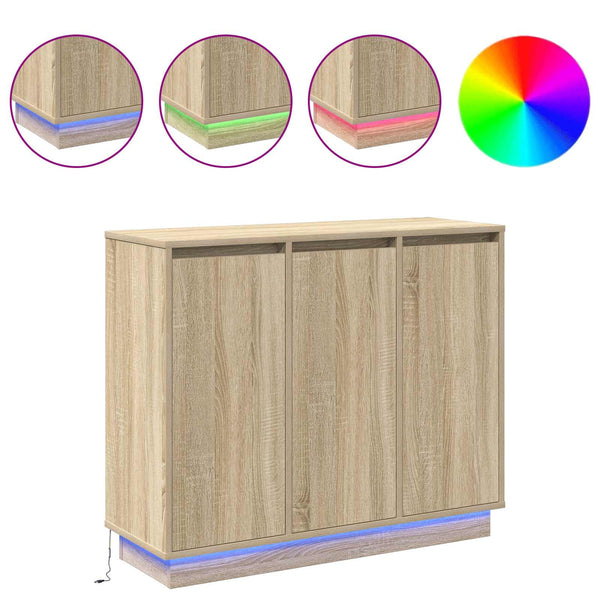 LED Sideboard Sonoma Eiche 90cm