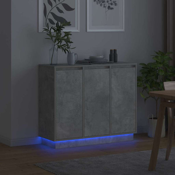 LED Sideboard Beton Grau 90 cm