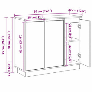 LED Sideboard Beton Grau 90 cm