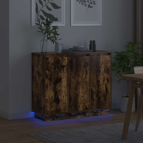 LED Sideboard Geräucherte Eiche 90cm