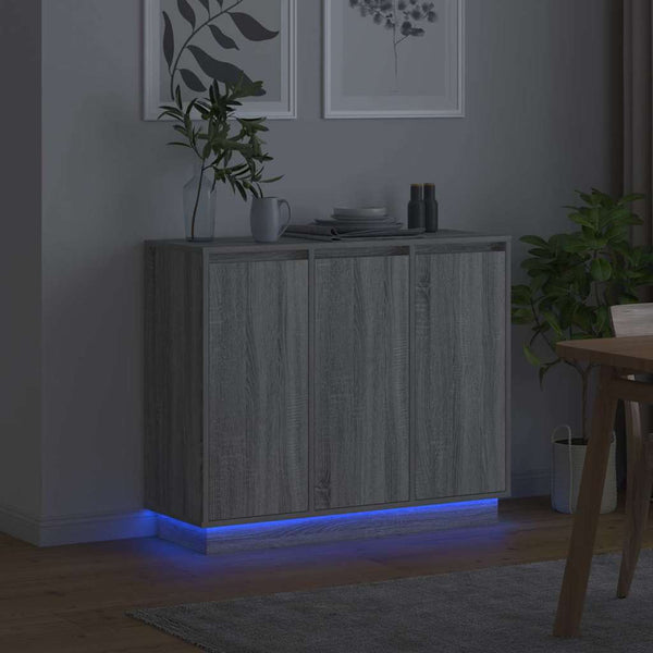 LED Sideboard Grau Sonoma 90 cm