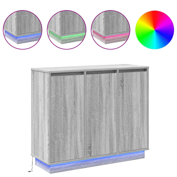 LED Sideboard Grau Sonoma 90 cm