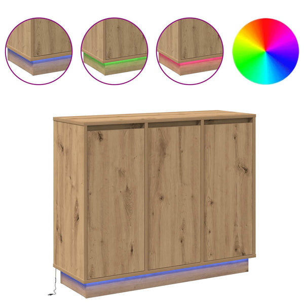 LED Sideboard Artisan Eiche 90cm