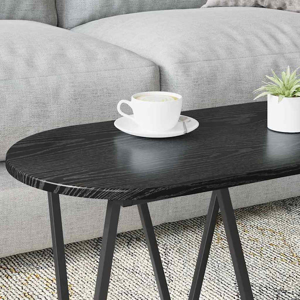 Schwarzer Couchtisch Eichenoptik 80x40 cm